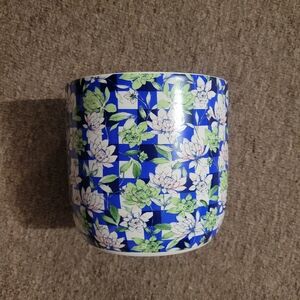Savannah Blooms Floral Gingham Planter